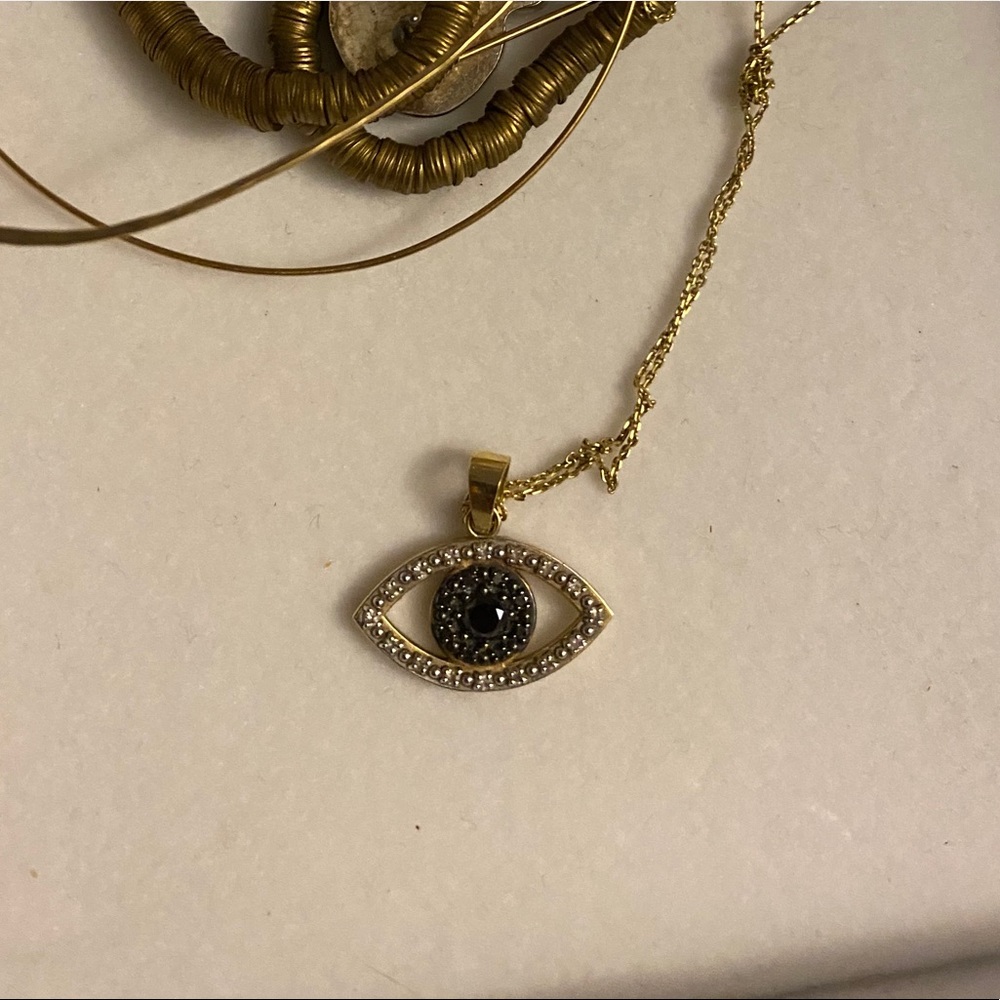 Evil eye necklace 14k gold and diamonds